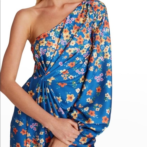 NWT- AMUR “Atara” One- Shoulder High-Low Floral Midi Dress - Picture 2 of 6